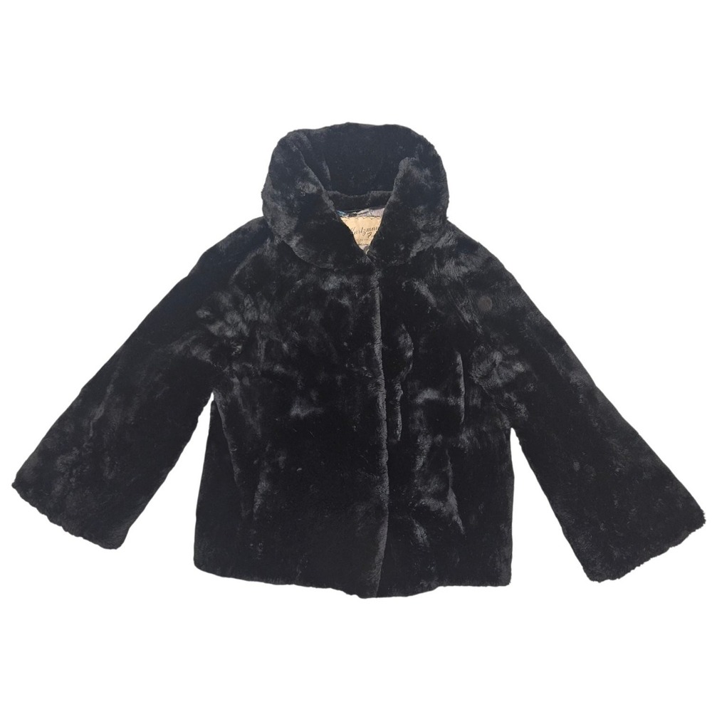 Vintage M Kurtzman Furs Philadelphia Black Fur Coat Jacket Stole Collar Womens
